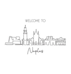 One Single Line Drawing Naples City Skyline