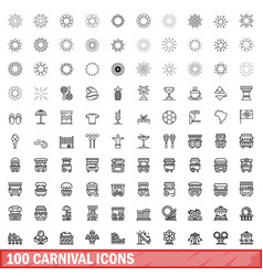 100 Carnival Icons Set Outline Style