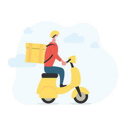 Delivery Man In Face Mask On Motorcycle