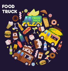 Set Of Elements About Food Truck Festival Grouped