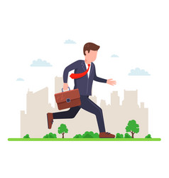 A Man In Business Suit Runs Down The Street