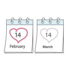 Calendar Pages With 14 February And March Date