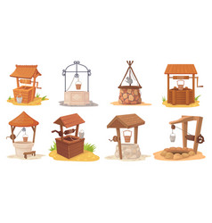 Cartoon wooden buckets wood bucket with flowing Vector Image