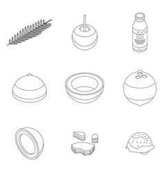 Coconut Icons Set Outline