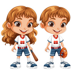 Couple Kids In Baseball Outfits