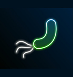 Glowing Neon Line Bacteria Icon Isolated On Black