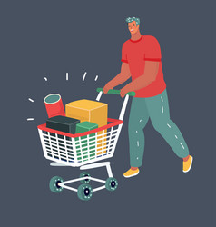 Cartoon man in food store or supermarket Vector Image