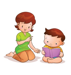 Mom Teaches Son Reading