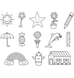 Cute Things Coloring Page Different Isolated