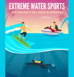 Extreme Water Sports Flat Composition Poster