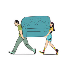 Young Couple Carrying Sofa Icon