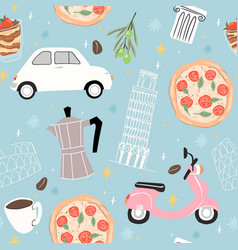 Italy Seamless Pattern Background With Fiat 500