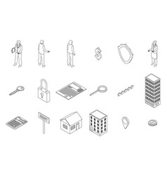 Realtor Icons Set Outline