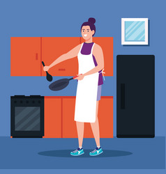 Woman Cooking With Pan