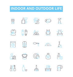 Indoor And Outdoor Life Line Icons Set