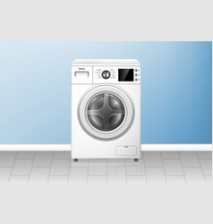 Realistic Washing Machine In Empty Laundry Room