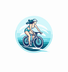 Bicyclist Woman Riding Bike On The Beach