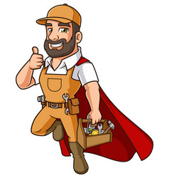 Handyman Superhero Wearing Cape Cartoon Clip Art