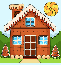 Christmas Gingerbread House Colored Cartoon