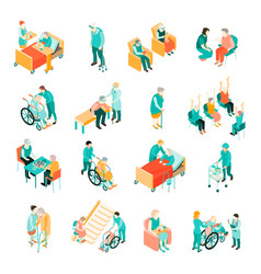 Elderly People Nursing Home Isometric Set