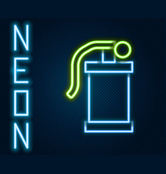 Glowing Neon Line Hand Smoke Grenade Icon Isolated