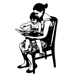 Mother Reading Book To Child - Sketch