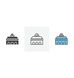 Train Station Building Icon Set Black Filled