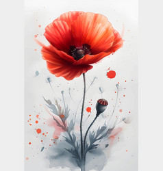 A Style Digital Art Print Of A Poppy Flower