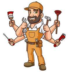 Happy Male Handyman Cartoon Clip Art