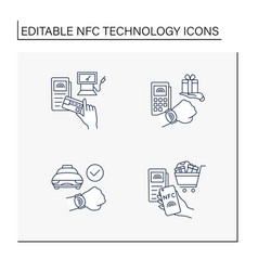 Nfc Technology Line Icons Set