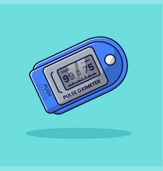 Pulse Oximeter Flat Icon On Blue Background