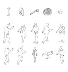 Zombie Icons Set Outline