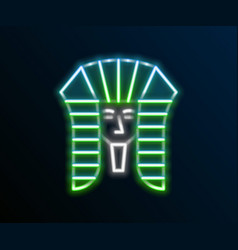 Glowing Neon Line Egyptian Pharaoh Icon Isolated