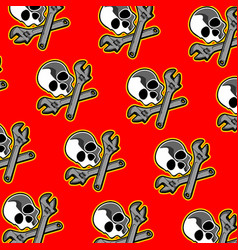 Green Background Skull And Wrench Pattern