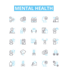 Mental Health Line Icons Set Mental