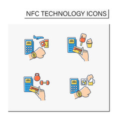 Nfc Technology Color Icons Set