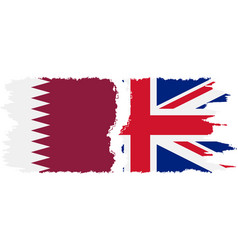 Uk And Qatar Grunge Flags Connection