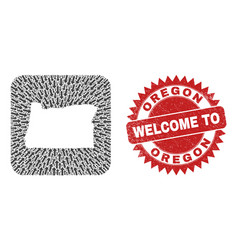 Welcome Grunge Stamp Seal And Oregon State Map