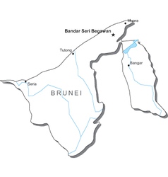 Brunei Black White Map