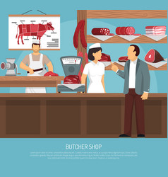 Butcher Meat Shop Flat Poster