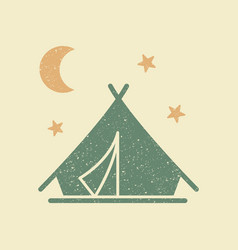 Camping Tent Icon In Retro Style Flat Eps