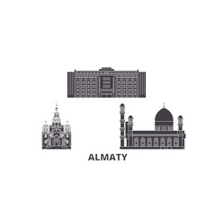 Kazakhstan Almaty Flat Travel Skyline Set