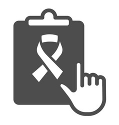 Checklist With Cancer Ribbon Solid Icon World