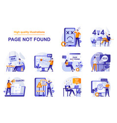 Page Not Found Web Concept With People Scenes Set