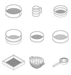 Sieve Icons Set Outline