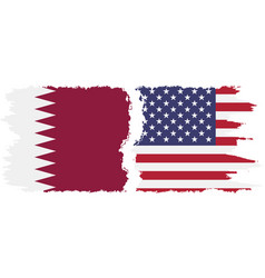 United States And Qatar Grunge Flags Connection