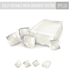 Feta Cheese Pieces On A White Background