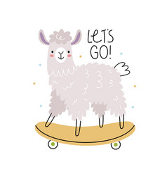 Funny Llama On A Skatechildish Summer Print For