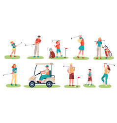 Golf Players Characters Men Women And Children