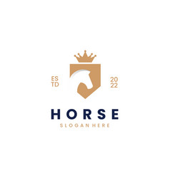 Royal Horse On Shield With Crown Logo Design